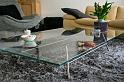 RVS onderstel met glazen blad salontafel